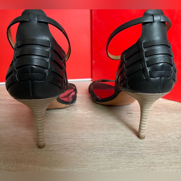 NIB Coach Kamea Veg Leather Black Strappy 3-Inch Heels 9.5 M - Picture 4 of 6